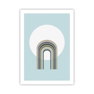 Poster - Un arco minimalista con tonalità pastello su uno sfondo circolare - 50x70cm - Attrazione irresistibile - Decorazione murale moderna per soggiorno e camera da letto ARTTOR