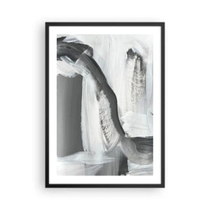 Poster in cornice nera - Composizione astratta di nero, bianco e grigio - 50x70cm - Movimento deciso - Decorazione murale moderna per soggiorno e camera da letto ARTTOR