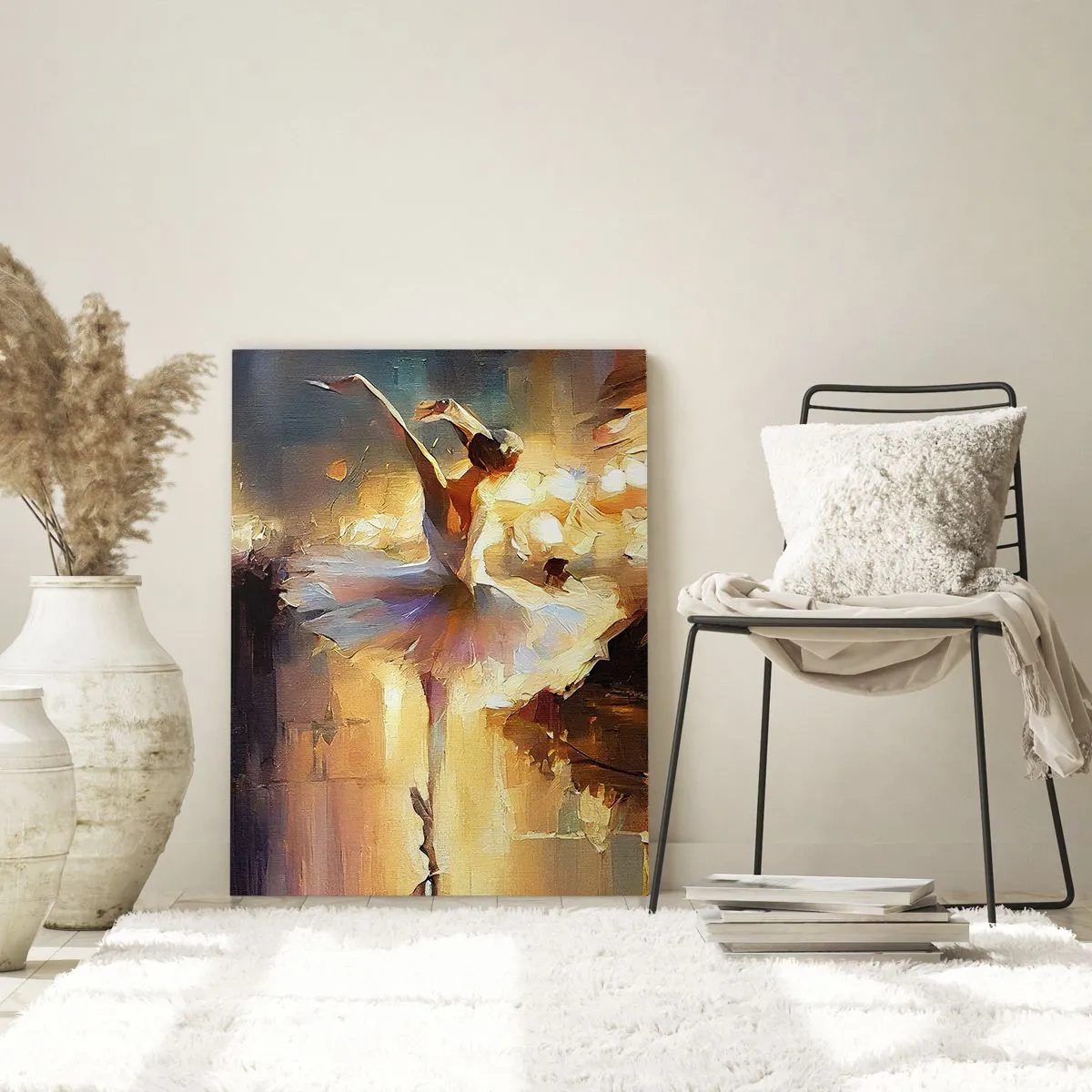 Quadro su vetro - Una ballerina che balla davanti a un palco illuminato - 70x100cm - Miracolo nella strada - Decorazione murale moderna per soggiorno e camera da letto ARTTOR