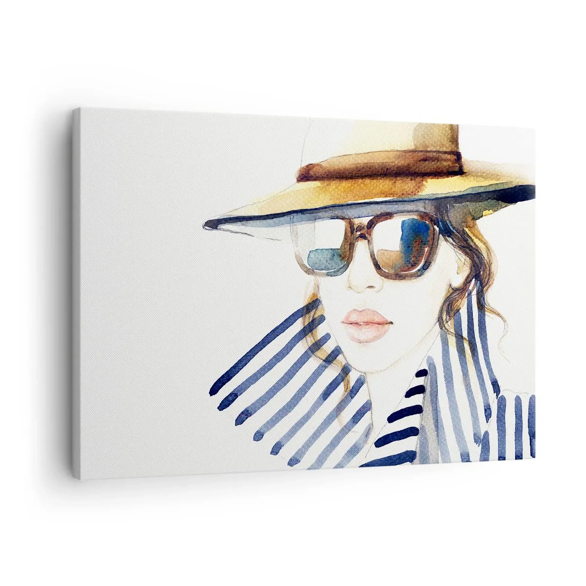 Quadro su tela - Stampe su Tela - Ritratto di una donna con cappello e occhiali da sole - 70x50cm - La Florida dà il benvenuto! - Decorazione murale moderna per soggiorno e camera da letto ARTTOR