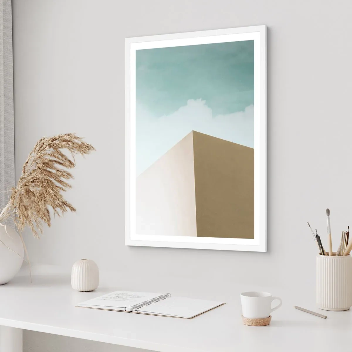 Poster in cornice bianca - Geometria di un'estate assolata - 61x91 cm