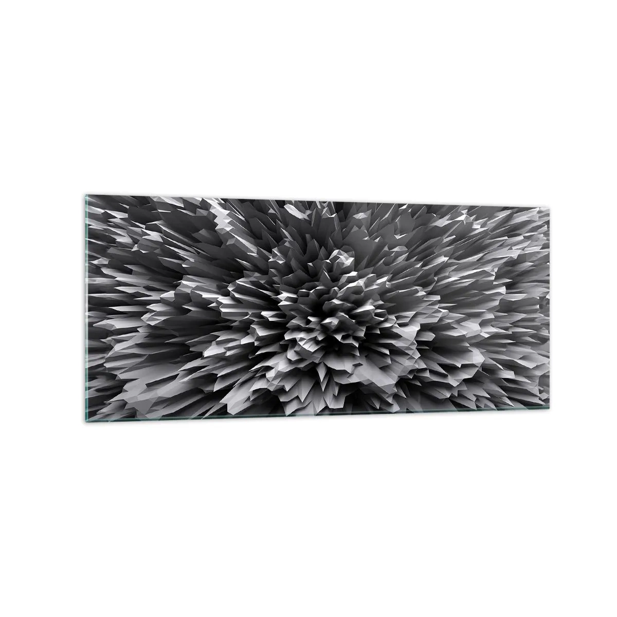 Quadro su vetro - Struttura astratta in tonalità di grigio - 120x50cm - Spigolosità massima - Decorazione murale moderna per soggiorno e camera da letto ARTTOR