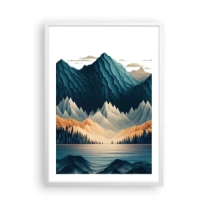 Poster in cornice bianca - Perfetto paesaggio montano - 50x70 cm