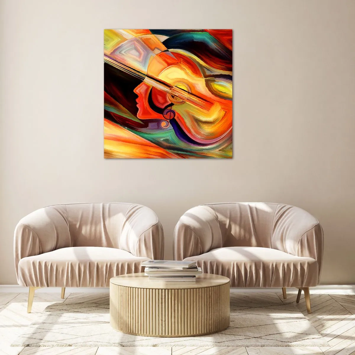 Quadro su vetro - L'armonia dei suoni - 50x50 cm