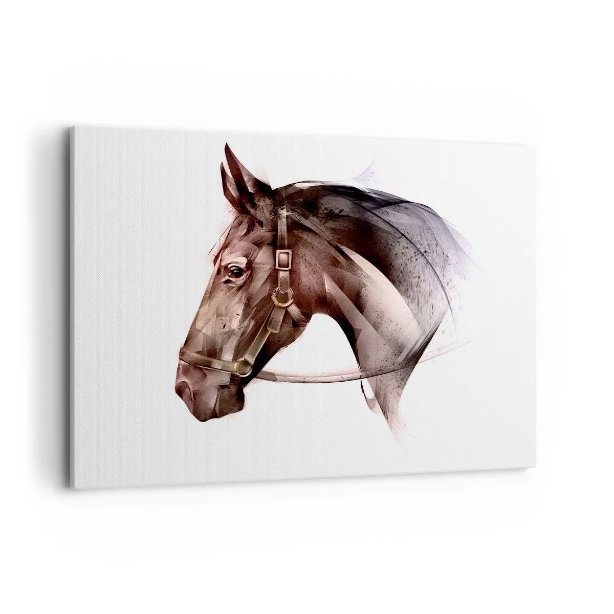 Quadro su tela - Stampe su Tela - Un profilo di cavallo in una delicata forma artistica su uno sfondo bianco - 100x70cm - Che grazia - Decorazione murale moderna per soggiorno e camera da letto ARTTOR