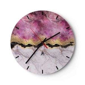 Orologio da parete - Orologio in Vetro - Ballerina che salta con tessuto rosa che scorre - 30x30cm - Sul confine - Decorazione murale moderna per soggiorno, cucina e camera da letto ARTTOR