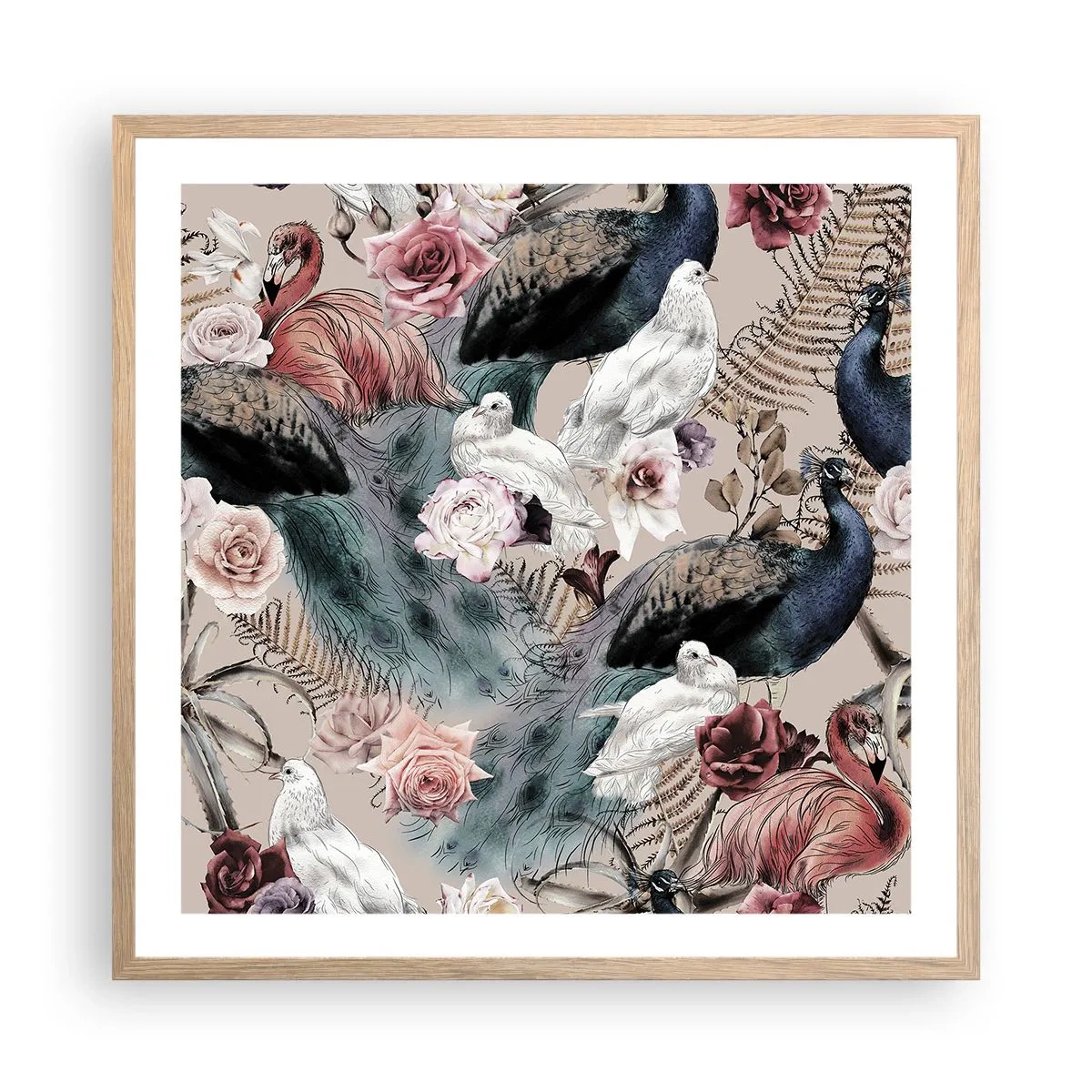 Poster in cornice rovere chiaro - Nel giardino del palazzo - 60x60 cm