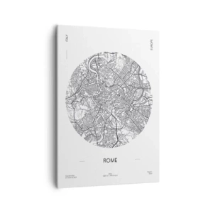 Quadro su tela - Stampe su Tela - Una mappa di Roma in stile minimalista, in bianco e nero - 50x70cm - Anatomia di Roma - Decorazione murale moderna per soggiorno e camera da letto ARTTOR