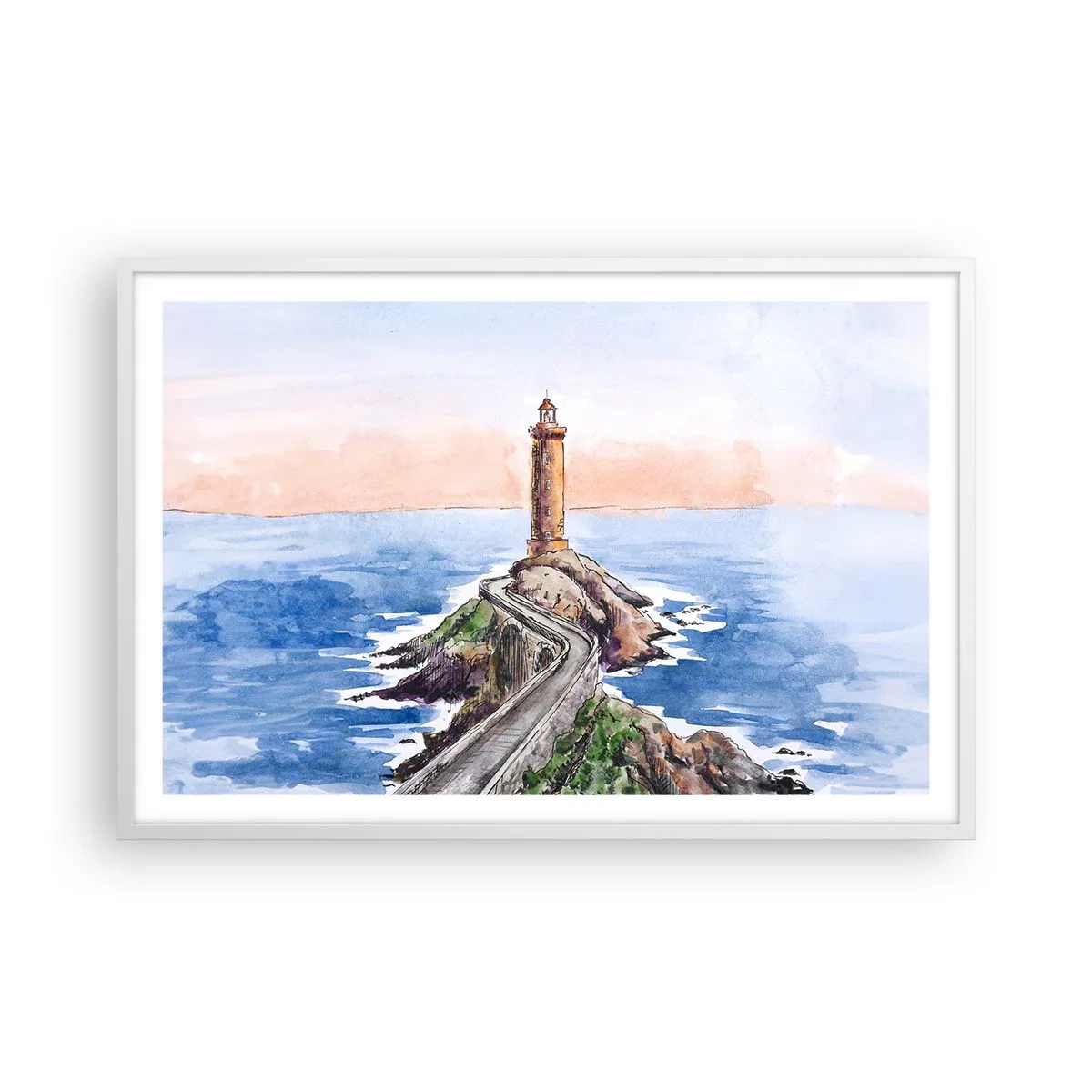 Poster in cornice bianca - Rivolto verso il mare - 91x61 cm