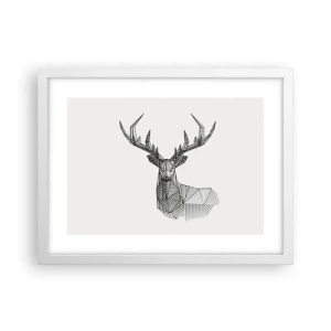 Poster in cornice bianca - Cervo in stile cubista - 40x30 cm