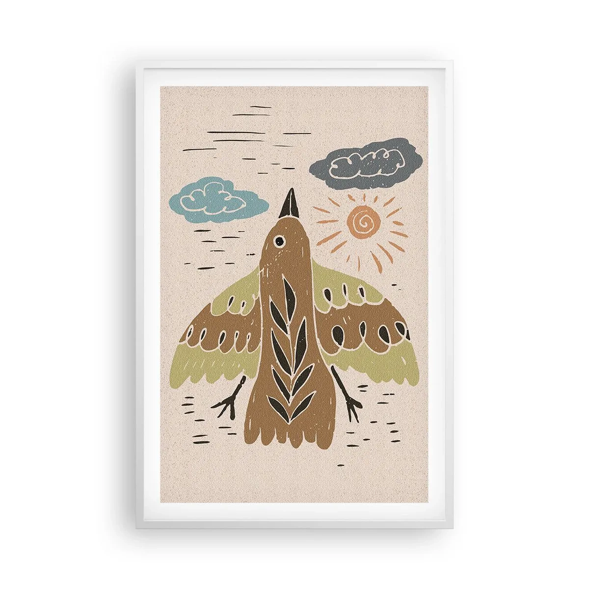 Poster in cornice bianca - Volo gioioso - 61x91 cm