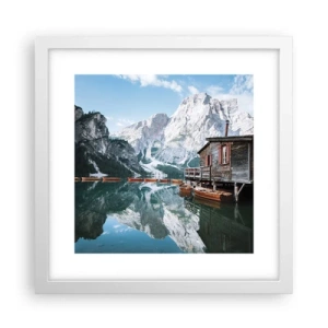 Poster in cornice bianca - Mattina cristallina sui monti - 30x30 cm