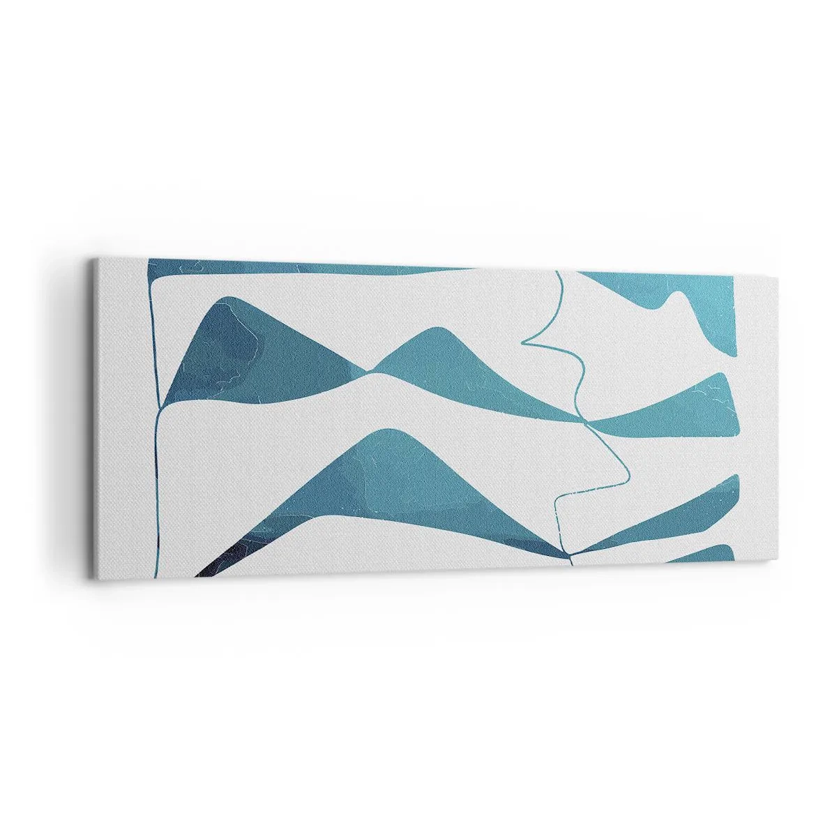 Quadro su tela - Stampe su Tela - Forme astratte nelle tonalità del blu su sfondo bianco - 120x50cm - Astrazione: legame turchese - Decorazione murale moderna per soggiorno e camera da letto ARTTOR