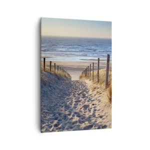 Quadro su tela - Stampe su Tela - Sentiero tra le dune che conduce alla spiaggia - 70x100cm - Rumore del mare, uccelli che cantano, spiaggia selvatica tra i cespugli... - Decorazione murale moderna per soggiorno e camera da letto ARTTOR