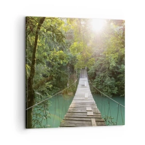 Quadro su tela - Stampe su Tela - Sull'acqua azzurra verso il bosco azzurro - 60x60 cm