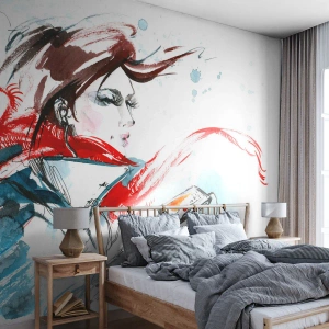 Fotomurali Premium Canvas - Sentire la musica dentro - Donna, Telefono, Moda - 350x256 cm