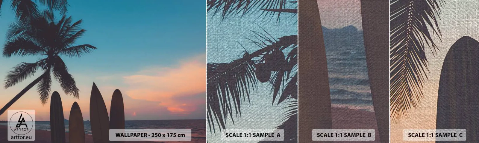 Campione di Fotomurale Premium Canvas - Domani anche ci divertiamo - Paesaggio, Fare surf, Mare - 100x30 cm