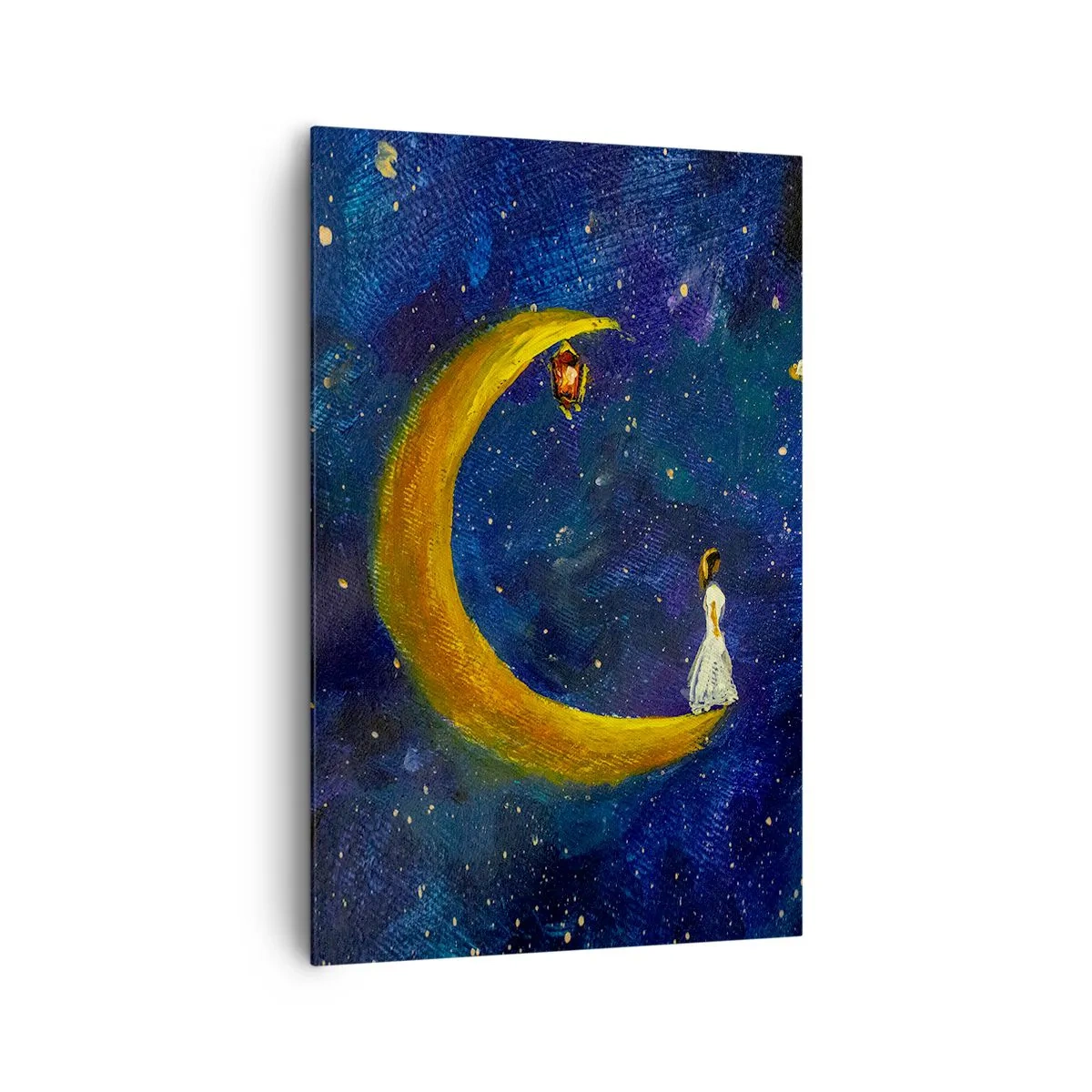 Quadro su tela - Stampe su Tela - Una ragazza in piedi sulla luna in un cielo stellato - 80x120cm - Il richiamo del mondo - Decorazione murale moderna per soggiorno e camera da letto ARTTOR