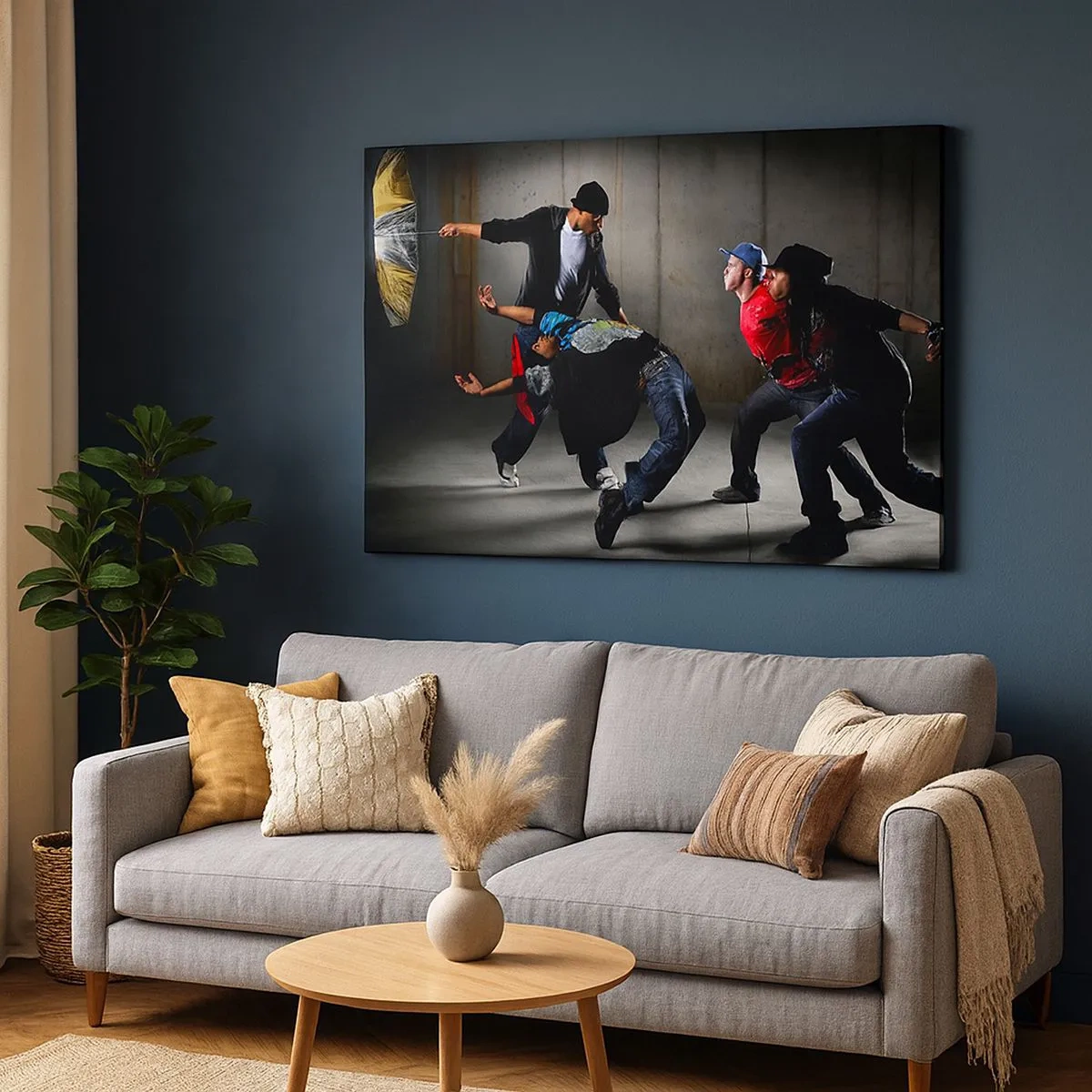 Quadro su tela - Stampe su Tela - Un gruppo di ballerini hip-hop in una coreografia dinamica - 70x50cm - Ballare con il vento della strada - Decorazione murale moderna per soggiorno e camera da letto ARTTOR