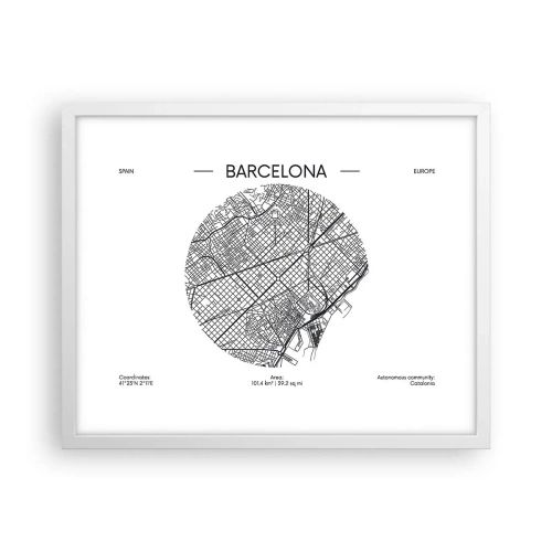Poster in cornice bianca - Anatomia di Barcellona - 50x40 cm