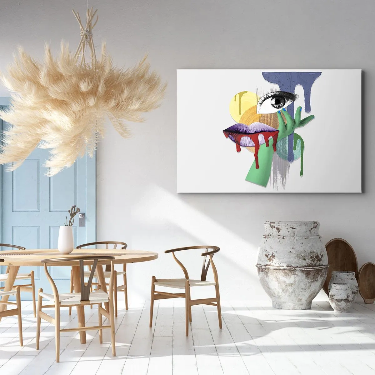 Quadro su tela - Stampe su Tela - Ritratto decostruito con elementi astratti - 70x50cm - Ritratto disintegrato - Decorazione murale moderna per soggiorno e camera da letto ARTTOR