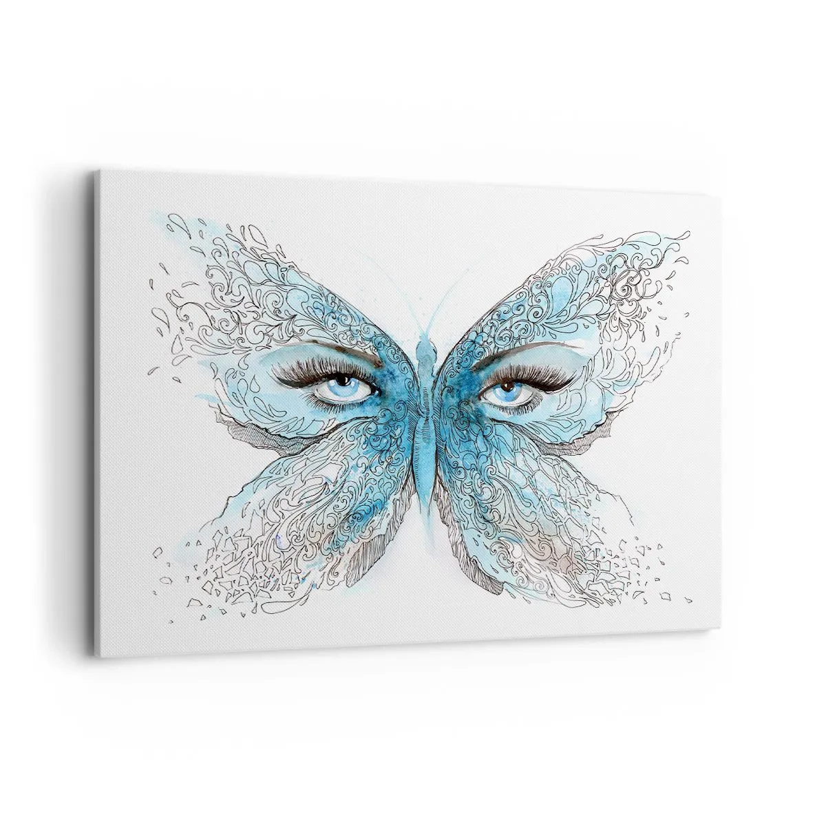 Quadro su tela - Stampe su Tela - Acquerello artistico di una farfalla con gli occhi azzurri - 100x70cm - Argo azzurro - Decorazione murale moderna per soggiorno e camera da letto ARTTOR