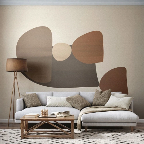 Fotomurali Premium Canvas - Composizione in marrone - Astrazione, Pezzo, Arte Moderna - 200x140 cm