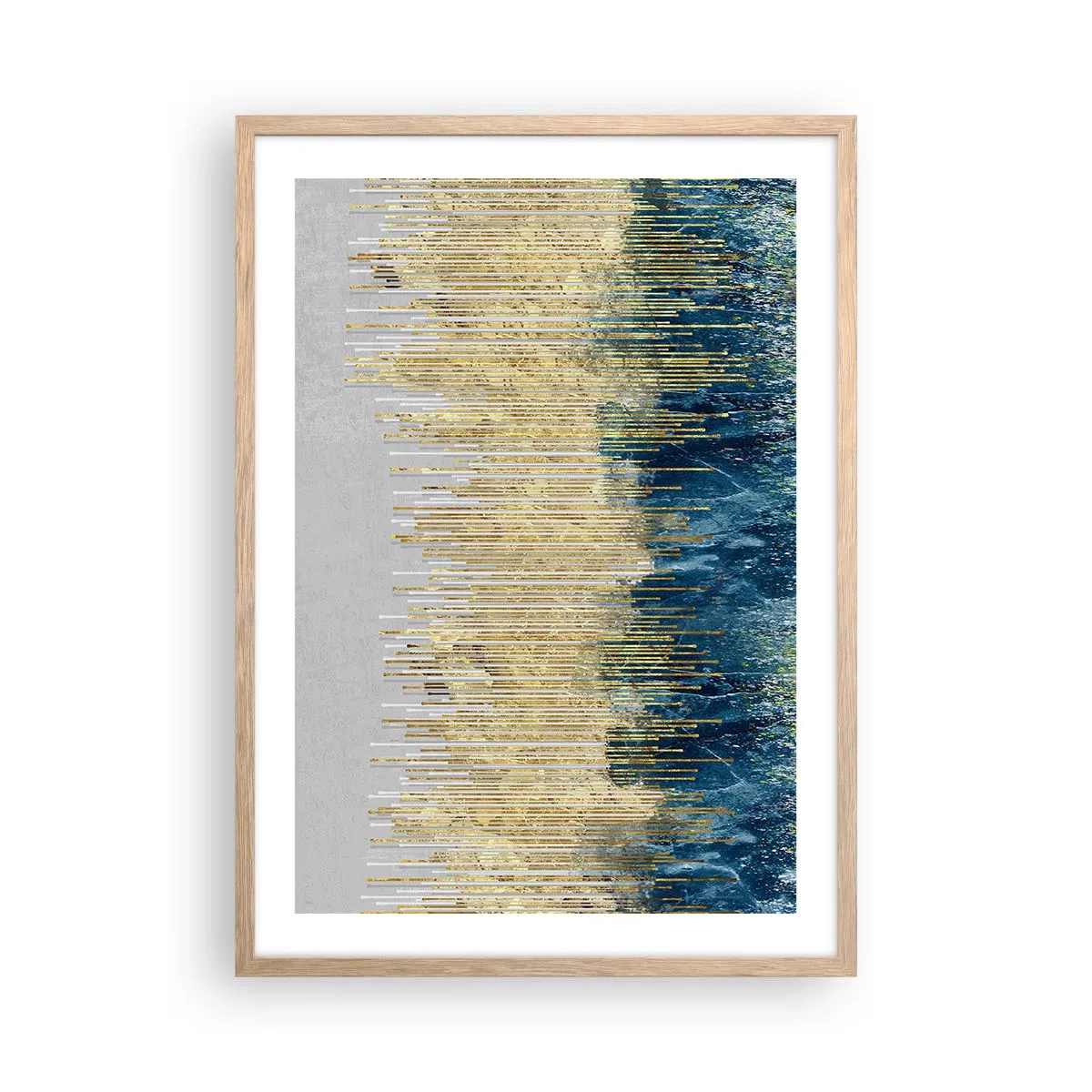 Poster in cornice rovere chiaro - Confine dorato - 50x70 cm