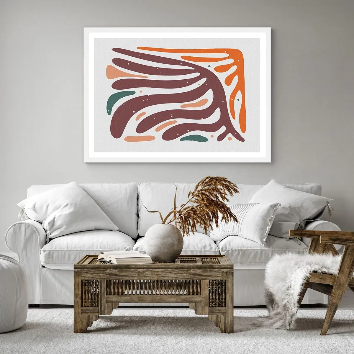 Poster in cornice bianca - Composizione organica raggiante - 70x50 cm