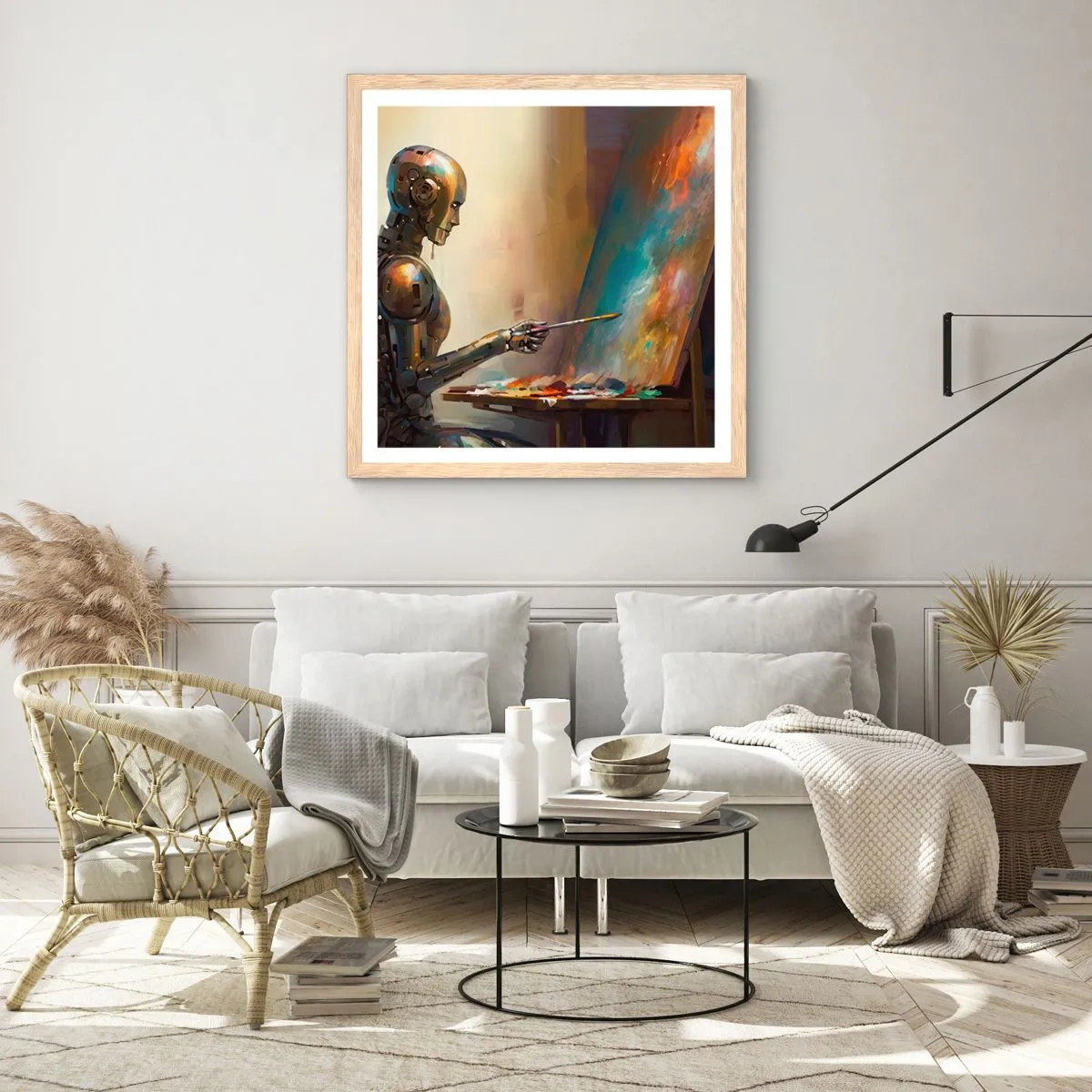 Poster in cornice rovere chiaro - L'arte del futuro - 60x60 cm