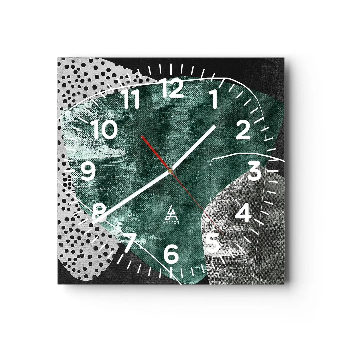 Orologio da parete - Orologio in Vetro - Astrazione colorata con petalo d'oro - 40x40 cm