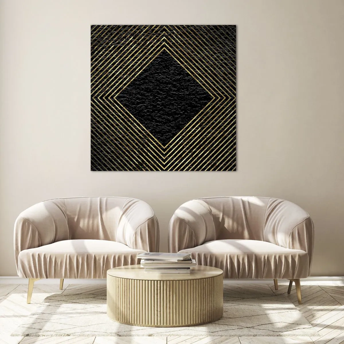 Quadro su vetro - Geometria in stile glamour - 30x30 cm