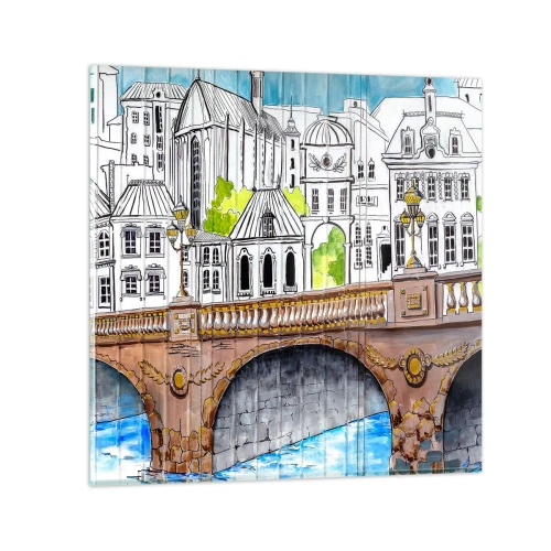 Quadro su vetro - Una città come dipinta - 40x40 cm