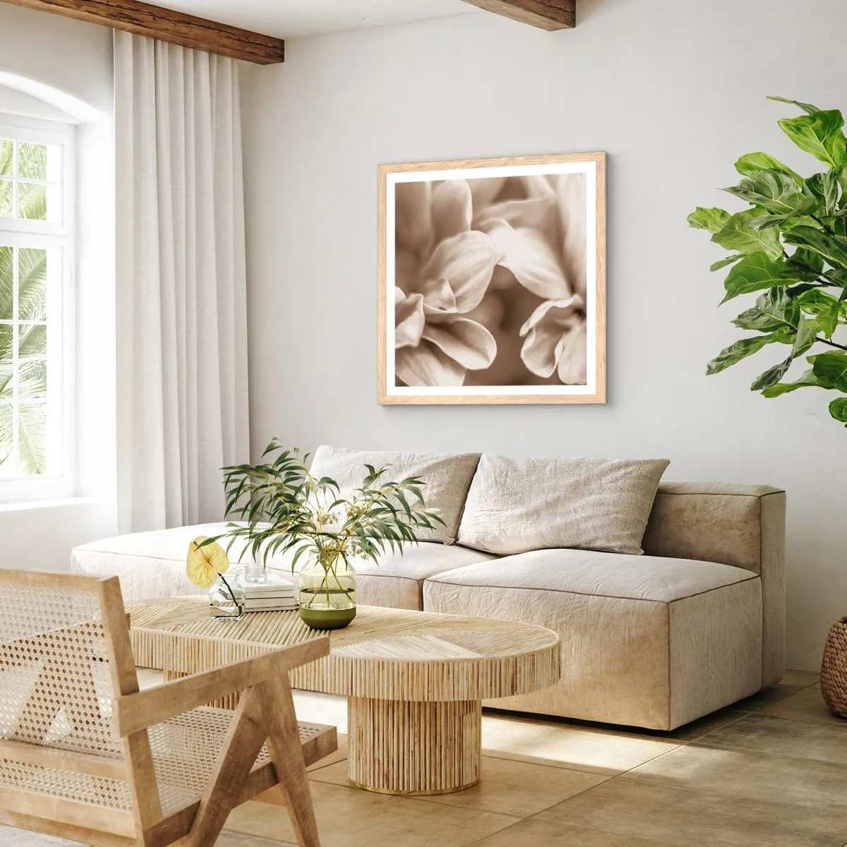 Poster in cornice rovere chiaro - Mite come un sorriso - 40x40 cm