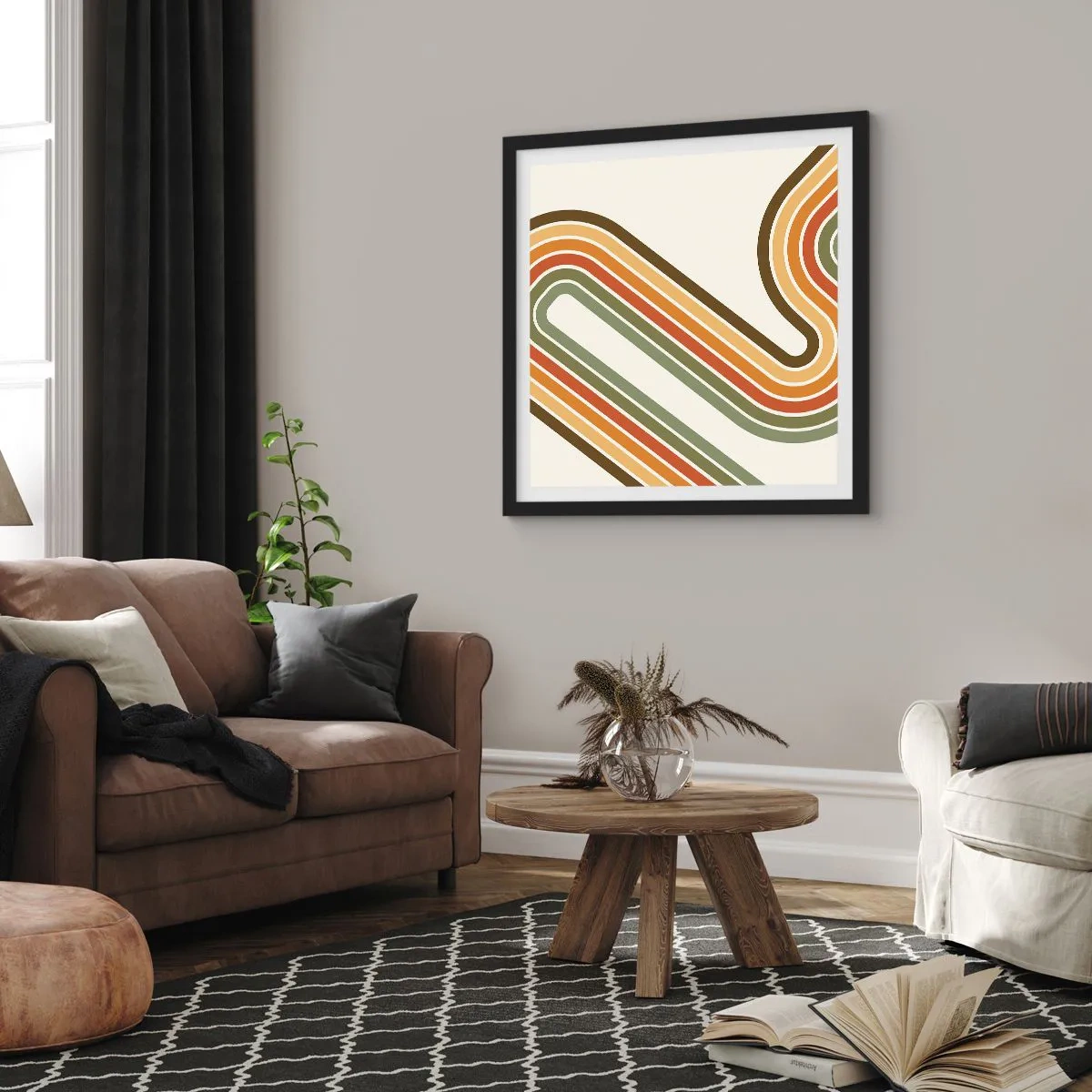 Poster in cornice nera - Zig zag fino alla meta - 30x30 cm