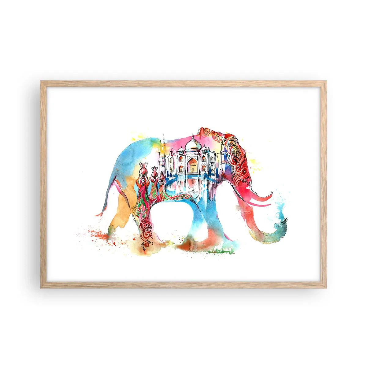 Poster in cornice rovere chiaro - India: aura d'amore - 70x50 cm