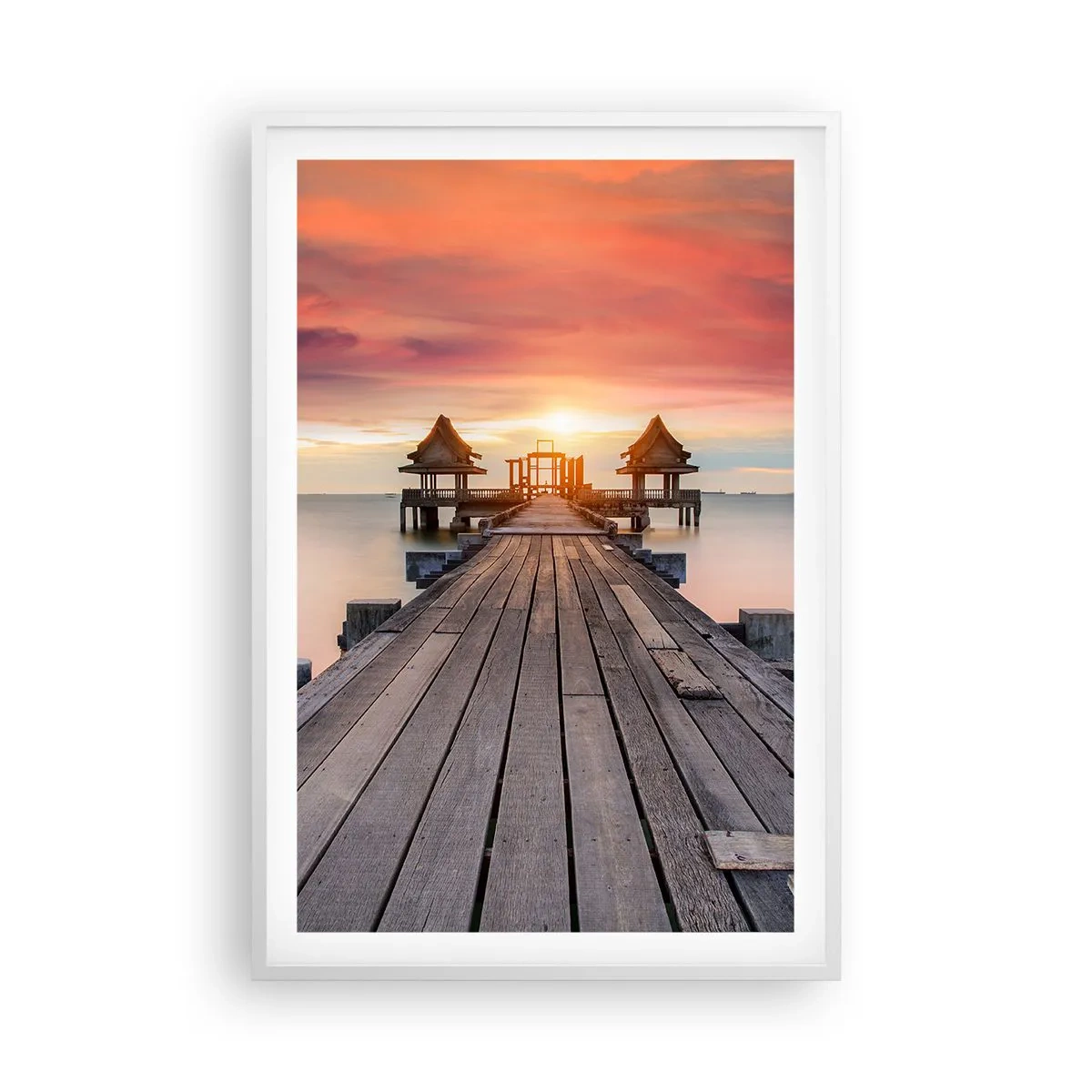Poster in cornice bianca - Tramonto d'oriente - 61x91 cm