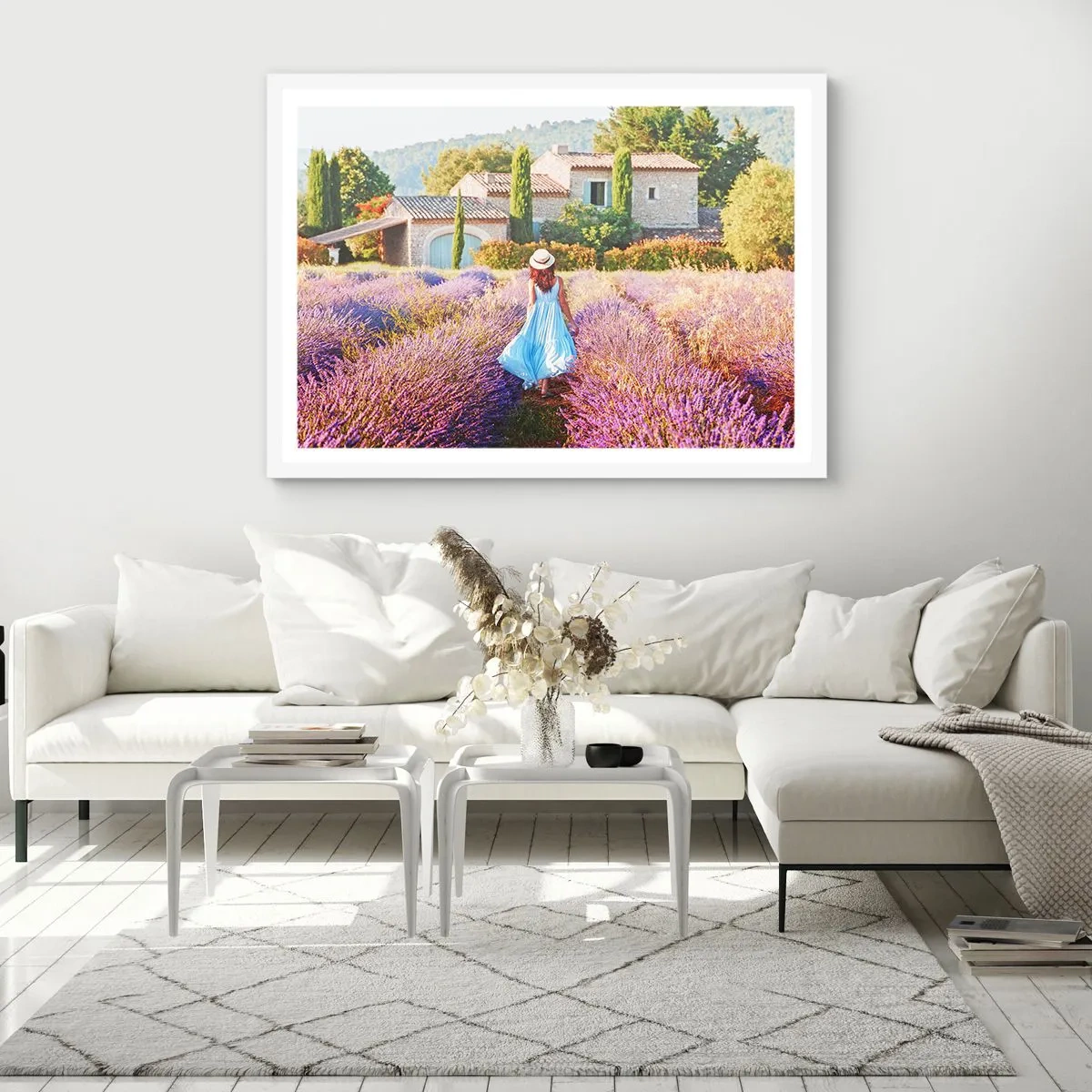 Poster in cornice bianca - La ragazza nella lavanda - 40x30 cm