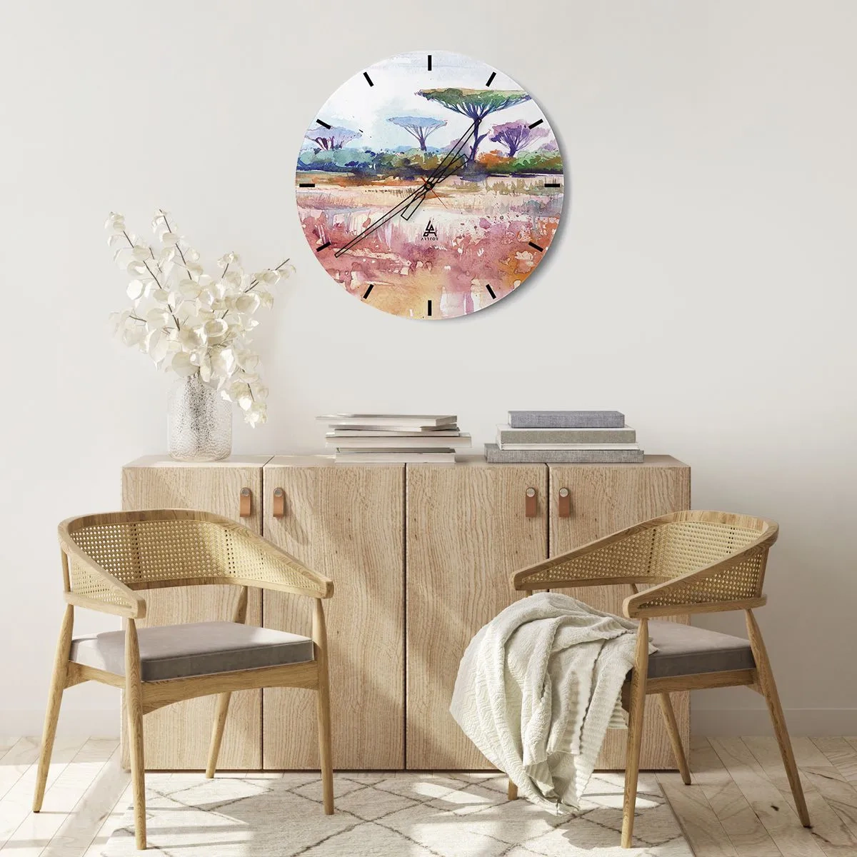 Orologio da parete - Orologio in Vetro - I colori della savana - 40x40 cm