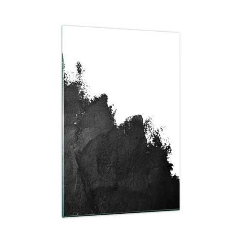 Quadro su vetro - Astrazione in bianco e nero con pennellate contrastanti - 80x120cm - Gli elementi: la terra - Decorazione murale moderna per soggiorno e camera da letto ARTTOR
