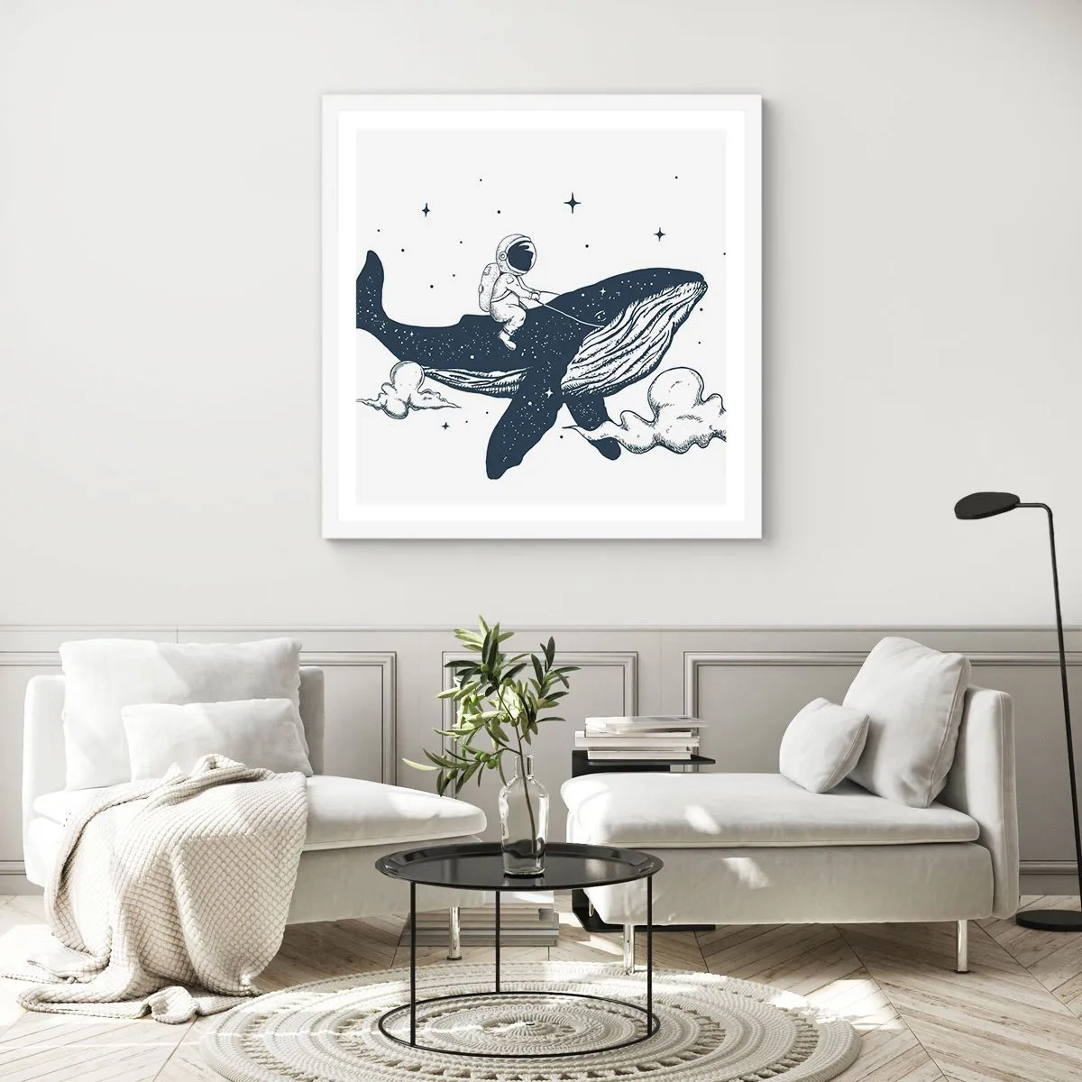 Poster in cornice bianca - Avventura nello spazio - 30x30 cm