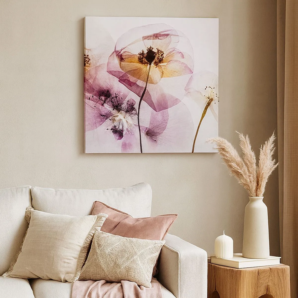 Quadro su tela - Stampe su Tela - Fiori trasparenti - 30x30 cm