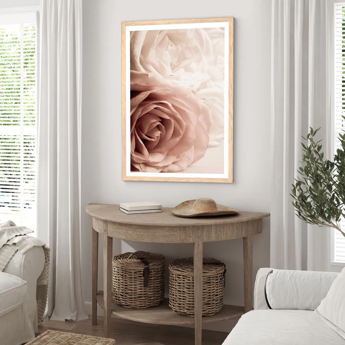 Poster in cornice rovere chiaro - Nel cuore della rosa - 61x91 cm