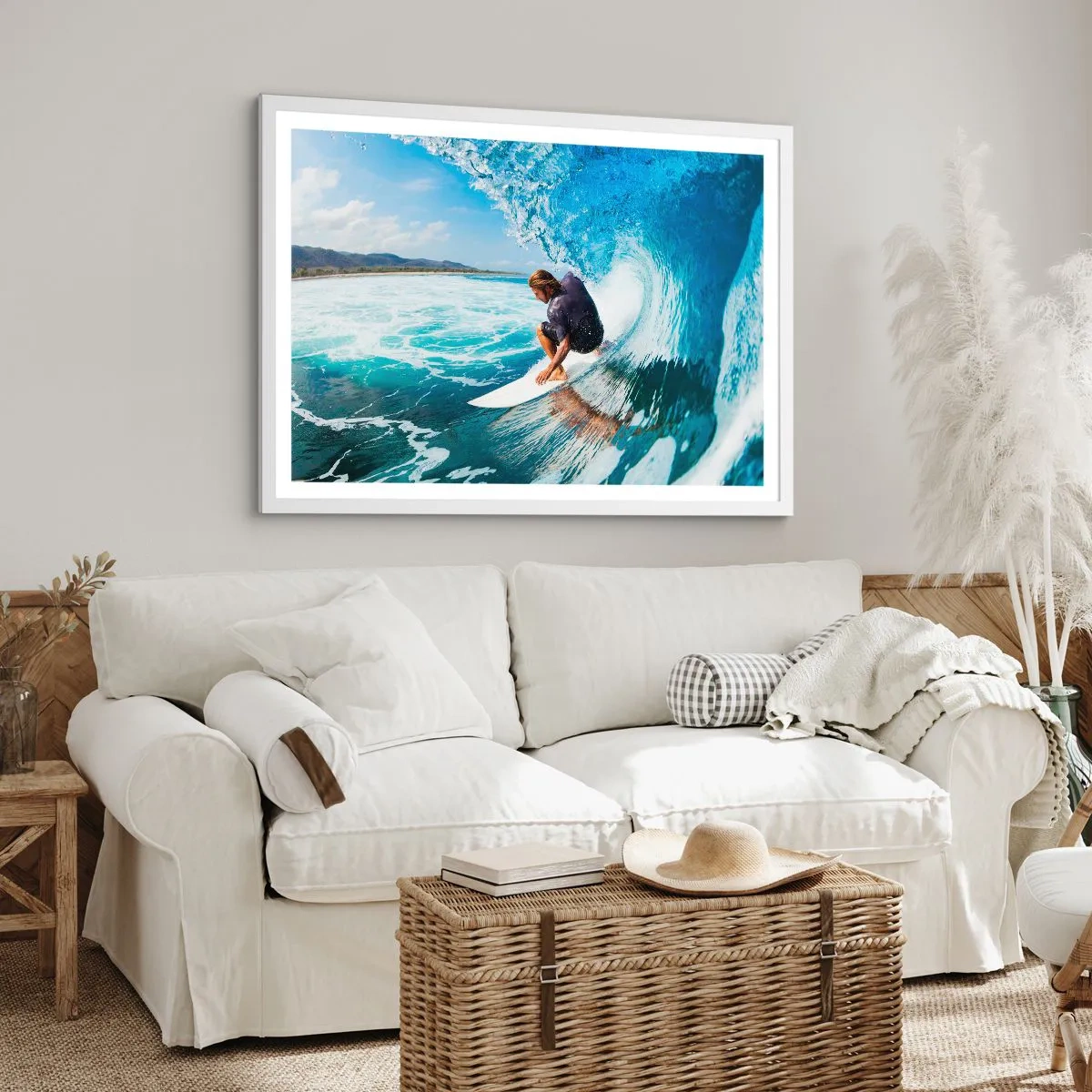 Poster in cornice bianca - Ballando con le onde - 100x70 cm
