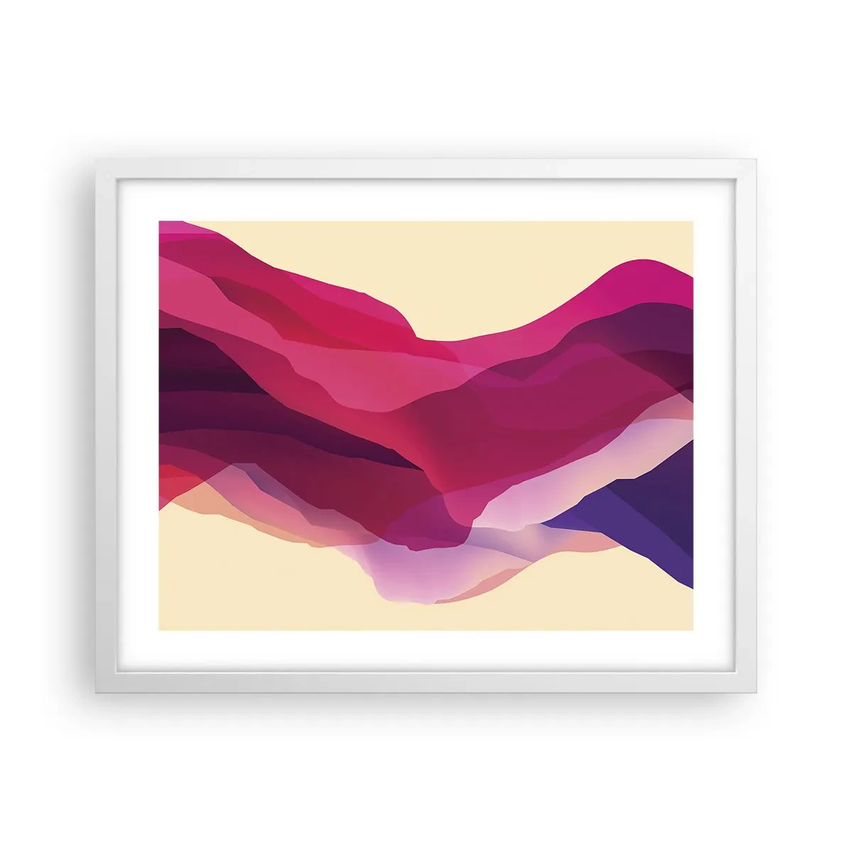 Poster in cornice bianca - Onde di porpora - 50x40 cm