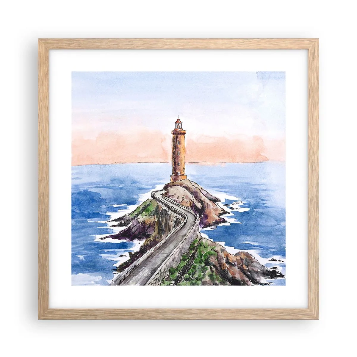 Poster in cornice rovere chiaro - Rivolto verso il mare - 40x40 cm