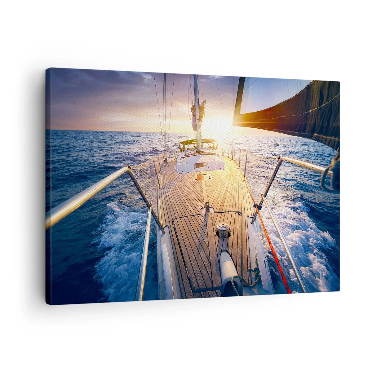 Quadro su tela - Stampe su Tela - Yacht in mare durante il tramonto - 70x50cm - Correndo sulle onde - Decorazione murale moderna per soggiorno e camera da letto ARTTOR