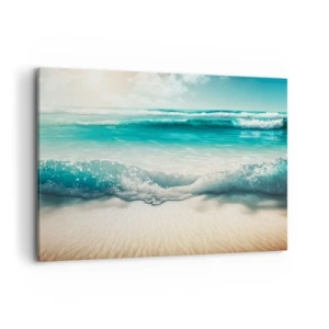Quadro su tela - Stampe su Tela - Onde dell'oceano su una spiaggia di sabbia chiara - 100x70cm - La calma dell'oceano - Decorazione murale moderna per soggiorno e camera da letto ARTTOR