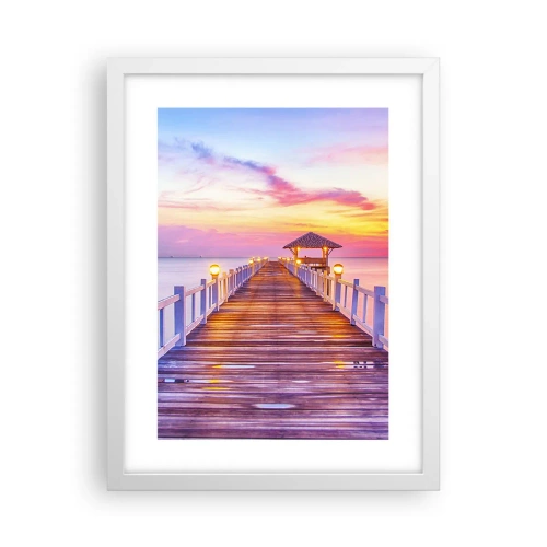 Poster in cornice bianca - Silenzio della sera in lilla e oro - 30x40 cm
