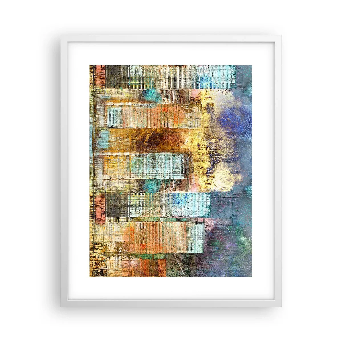 Poster in cornice bianca - Metropoli nel sole - 40x50 cm